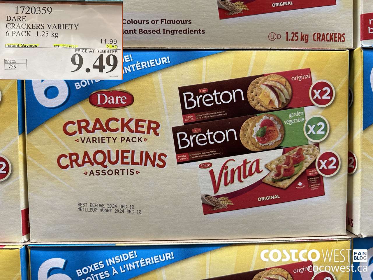 1720359 DARE CRACKERS VARIETY 6 PACK 1.25 KG ($2.50 INSTANT SAVINGS EXPIRES ON 2024-06-30) $9.49