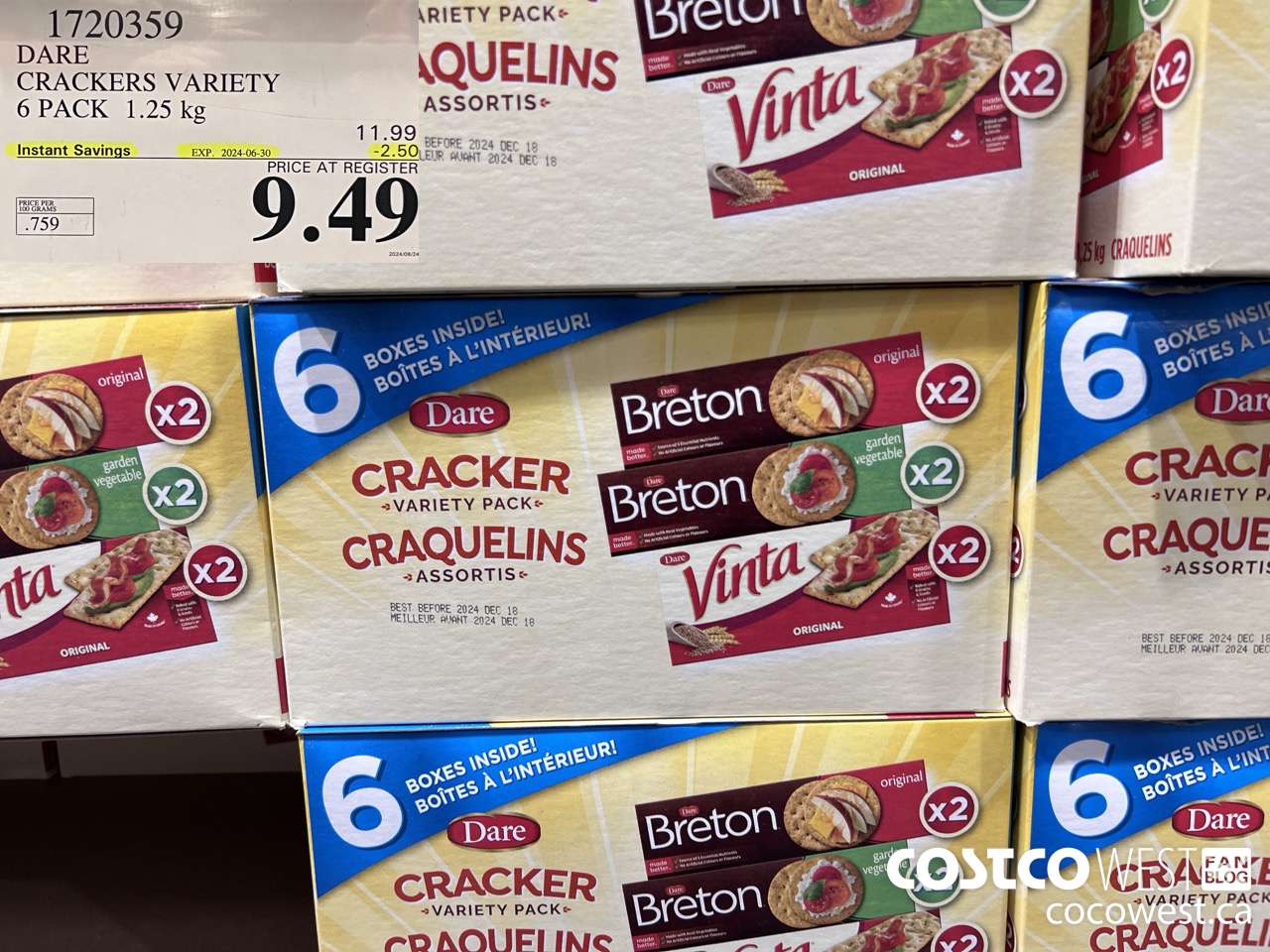 1720359 DARE CRACKERS VARIETY 6 PACK 1.25 KG ($2.50 INSTANT SAVINGS EXPIRES ON 2024-06-30) $9.49