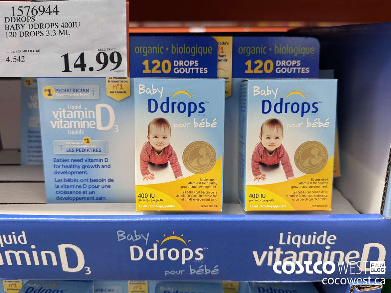 1576944 DDROPS BABY DDROPS 400IU 120 DROPS 3.3 ML $14.99