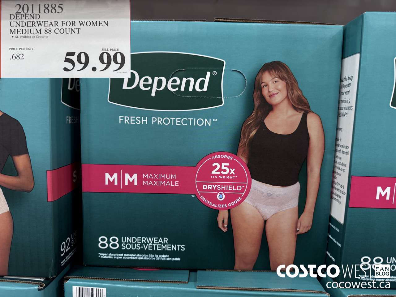 2011885 DEPEND UNDERWEAR FOR WOMEN MEDIUM 88 COUNT $59.99