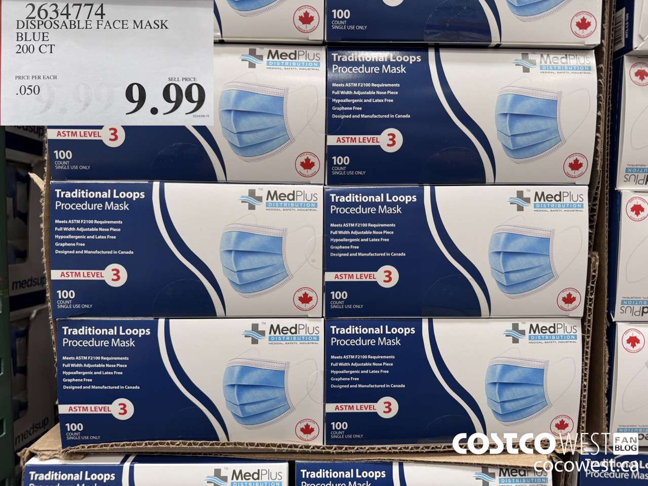 2634774 DISPOSABLE FACE MASK BLUE 200 CT $9.99