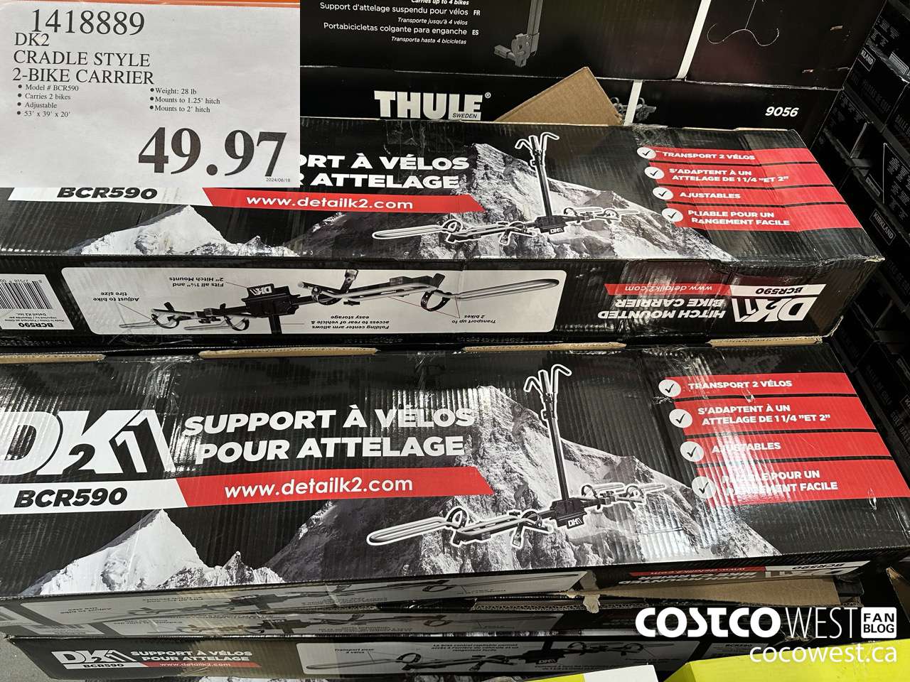 1418889 DK2 CRADLE STYLE 2-BIKE CARRIER $49.97