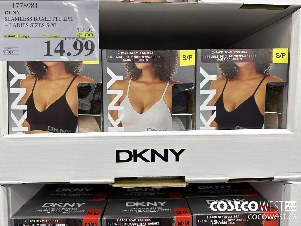 1778981 DKNY SEAMLESS BRALETTE 2PK LADIES SIZES S-XL ($5.00 INSTANT SAVINGS EXPIRES ON 2024-06-09) $14.99