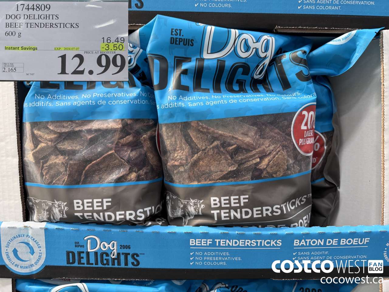 1744809 DOG DELIGHTS BEEF TENDERSTICKS 600G ($3.50 INSTANT SAVINGS EXPIRES ON 2024-07-07) $12.99