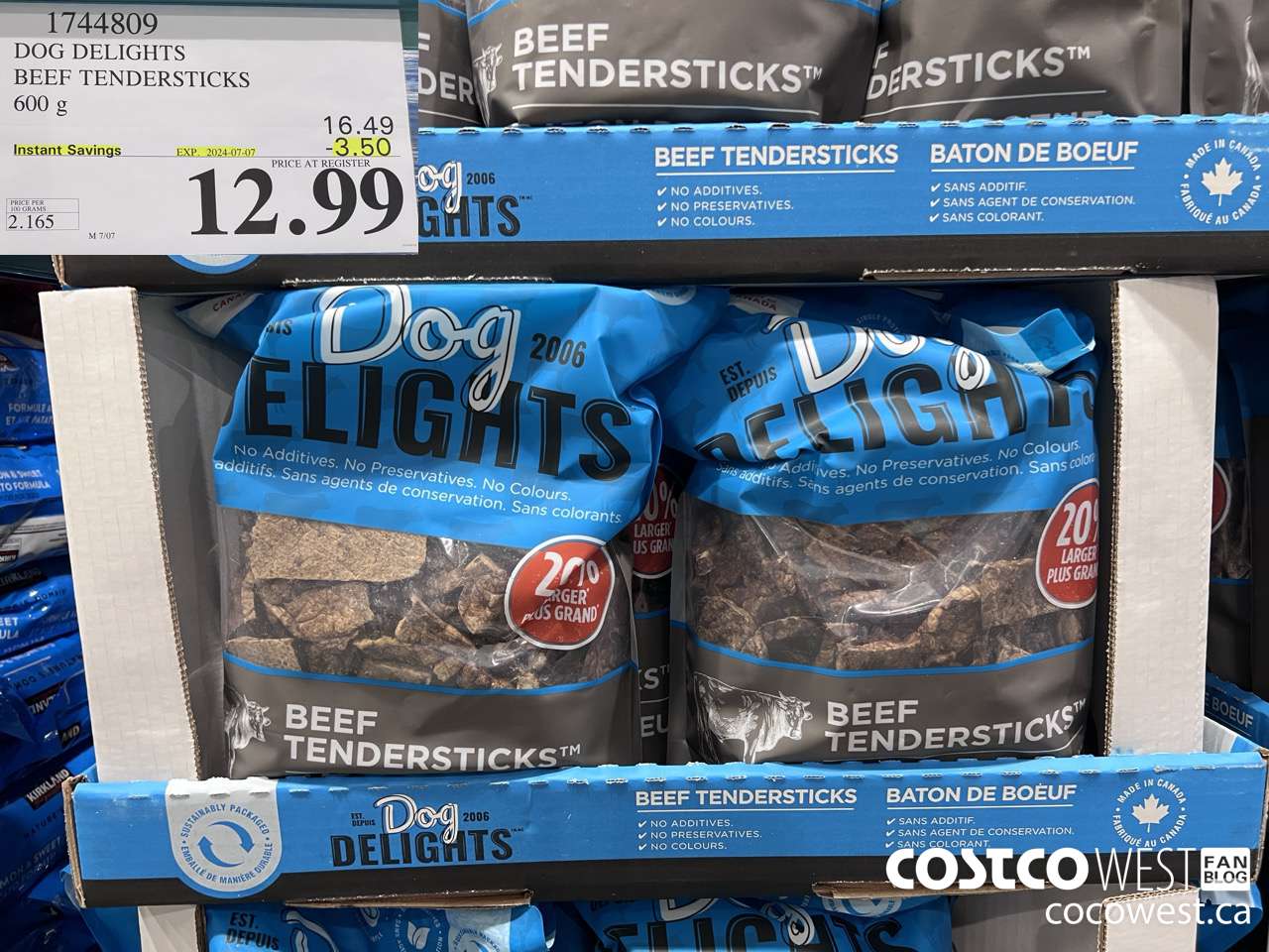 1744809 DOG DELIGHTS BEEF TENDERSTICKS 600G ($3.50 INSTANT SAVINGS EXPIRES ON 2024-07-07) $12.99
