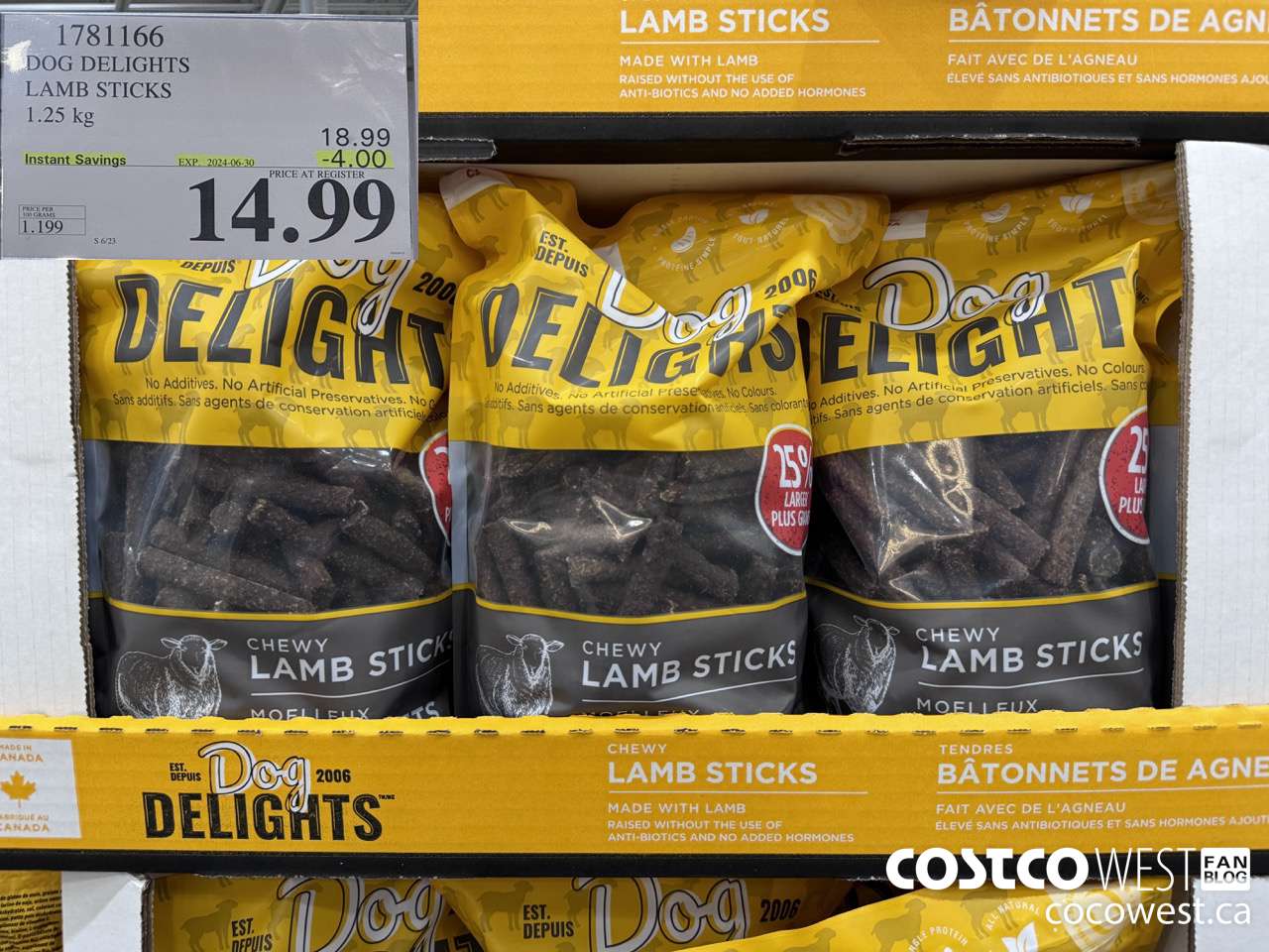 1781166 DOG DELIGHTS LAMB STICKS 1.25KG ($4.00 INSTANT SAVINGS EXPIRES ON 2024-06-30) $14.99