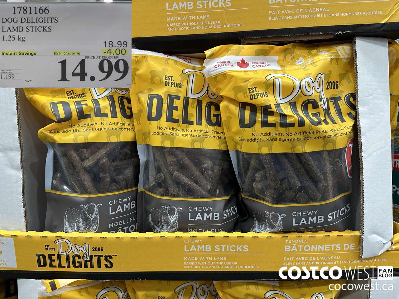 1781166 DOG DELIGHTS LAMB STICKS 1.25KG ($4.00 INSTANT SAVINGS EXPIRES ON 2024-06-30) $14.99