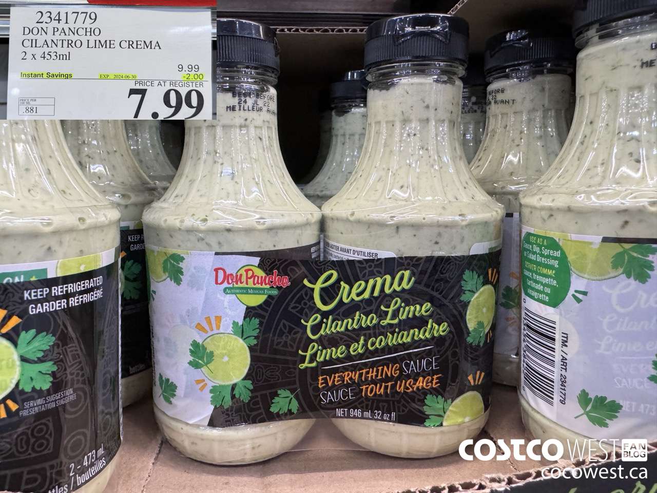 2341779 DON PANCHO CILANTRO LIME CREMA 2 X 453 ML ($2.00 INSTANT SAVINGS EXPIRES ON 2024-06-30) $7.99