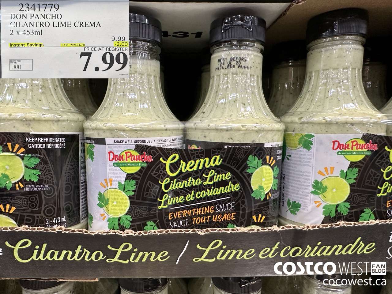2341779 DON PANCHO CILANTRO LIME CREMA 2 X 453 ML ($2.00 INSTANT SAVINGS EXPIRES ON 2024-06-30) $7.99