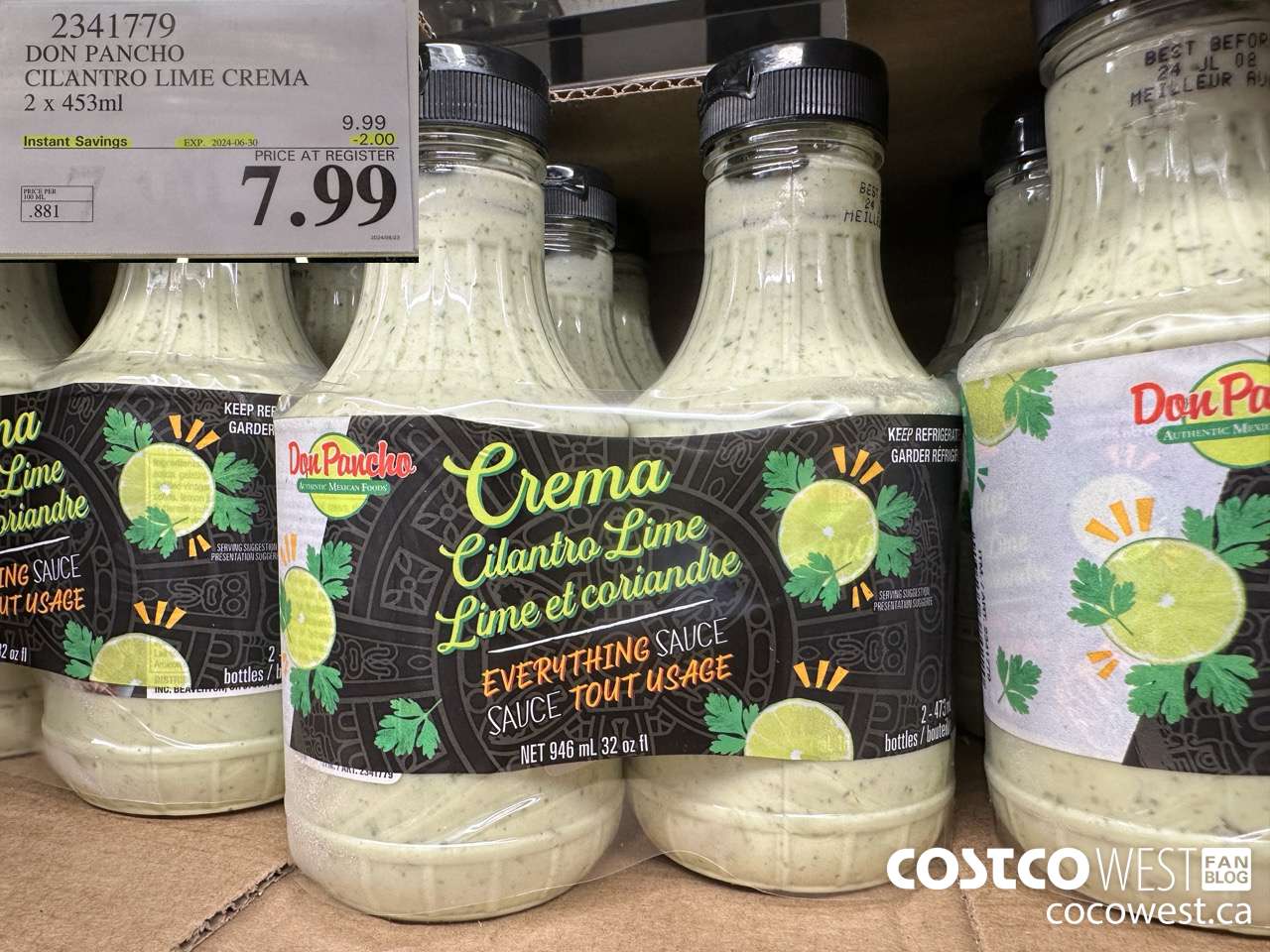 2341779 DON PANCHO CILANTRO LIME CREMA 2 X 453 ML ($2.00 INSTANT SAVINGS EXPIRES ON 2024-06-30) $7.99