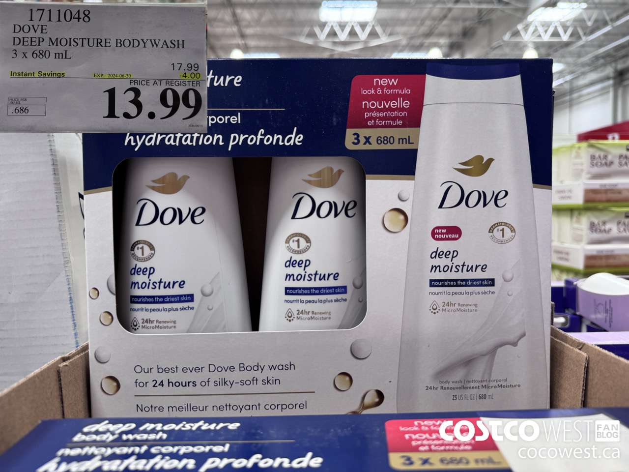 1711048 DOVE DEEP MOISTURE BODYWASH 3 X 680 ML ($4.00 INSTANT SAVINGS EXPIRES ON 2024-06-30) $13.99