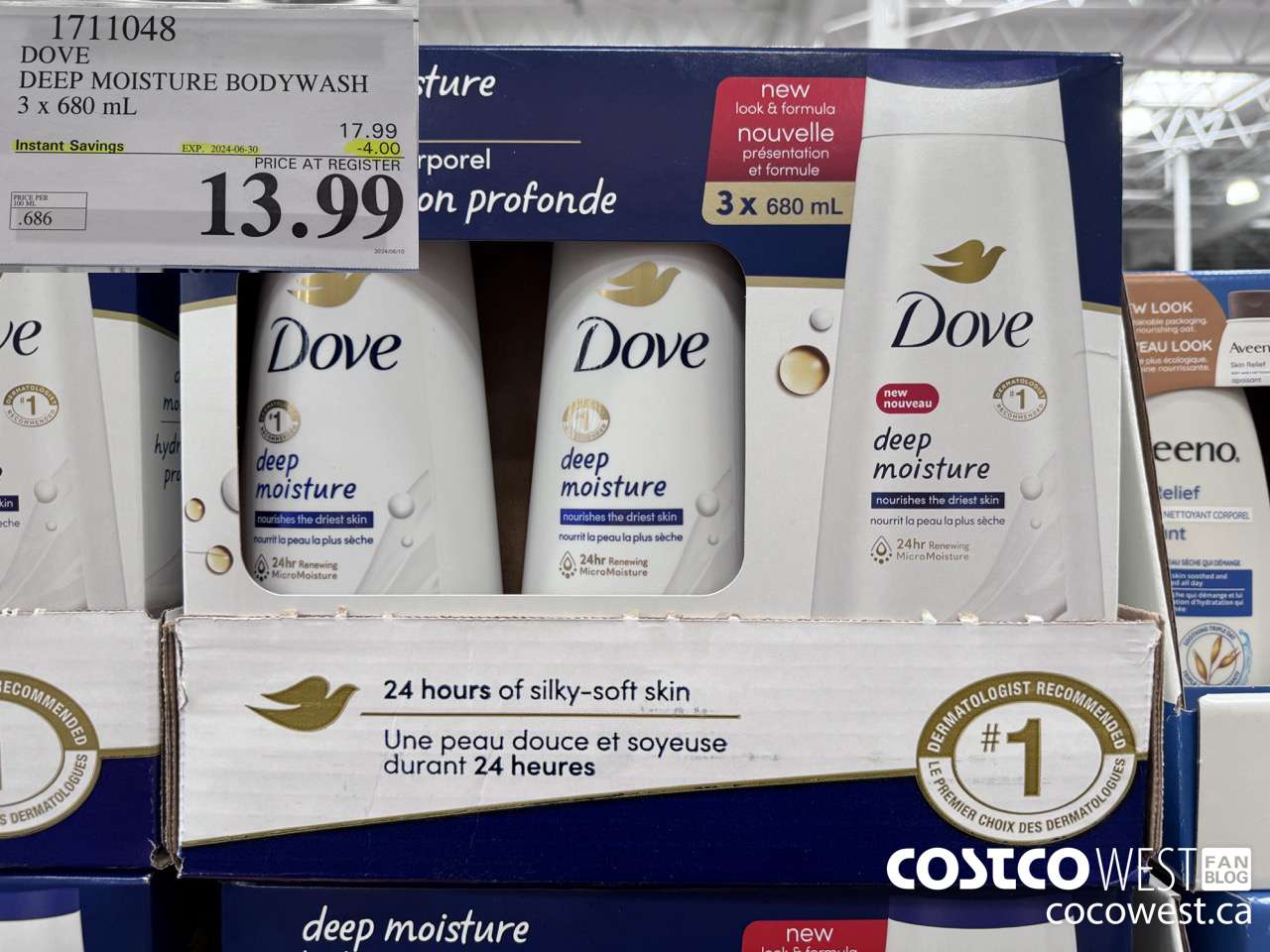 1711048 DOVE DEEP MOISTURE BODYWASH 3 X 680 ML ($4.00 INSTANT SAVINGS EXPIRES ON 2024-06-30) $13.99