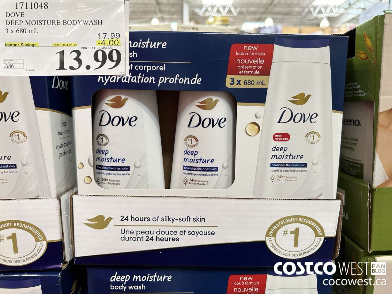 1711048 DOVE DEEP MOISTURE BODYWASH 3 X 680 ML ($4.00 INSTANT SAVINGS EXPIRES ON 2024-06-30) $13.99