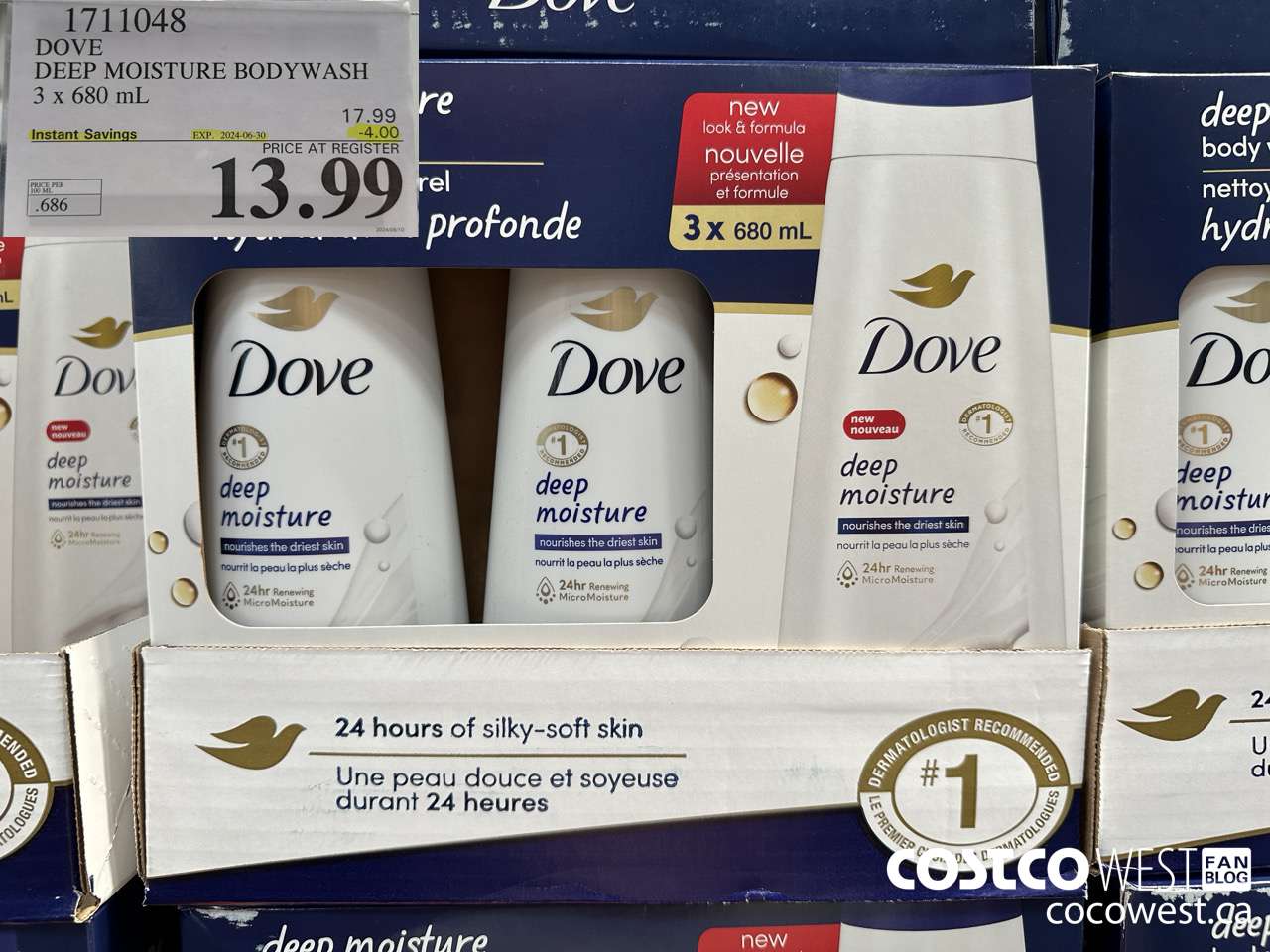 1711048 DOVE DEEP MOISTURE BODYWASH 3 X 680 ML ($4.00 INSTANT SAVINGS EXPIRES ON 2024-06-30) $13.99