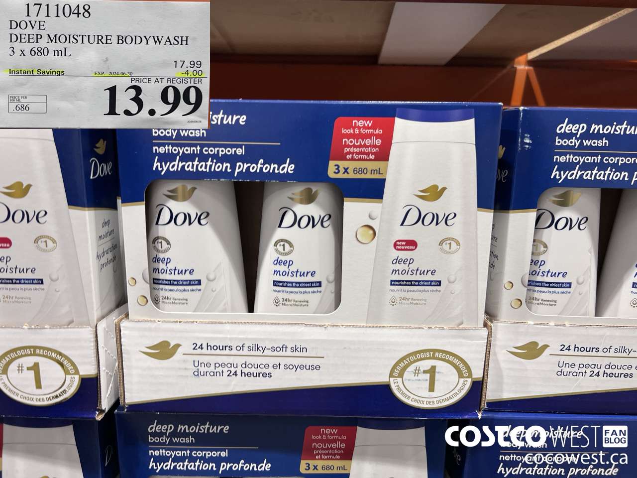 1711048 DOVE DEEP MOISTURE BODYWASH 3 X 680 ML ($4.00 INSTANT SAVINGS EXPIRES ON 2024-06-30) $13.99