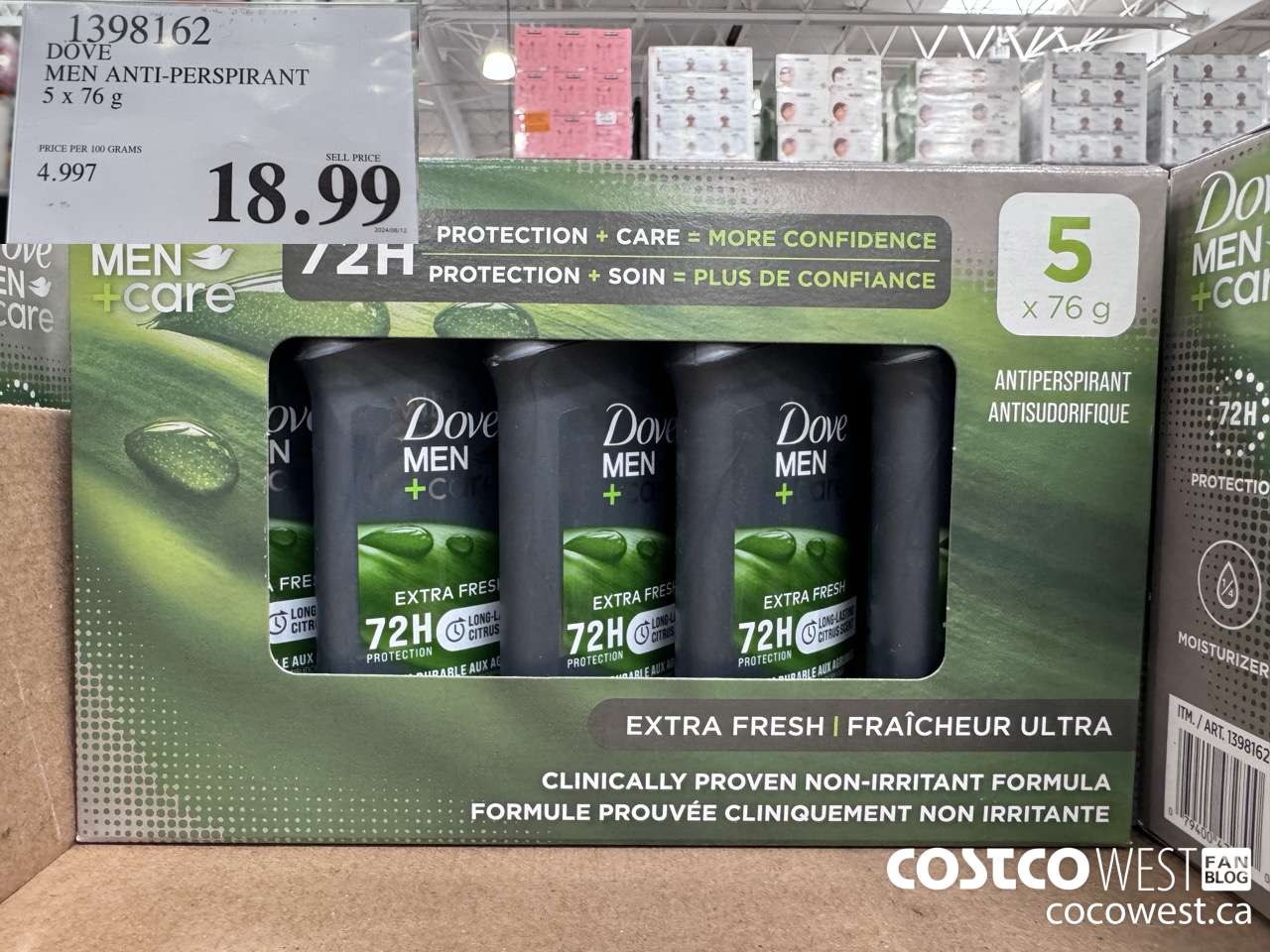 1398162 DOVE MEN ANTI-PERSPIRANT 5 X 76G $18.99