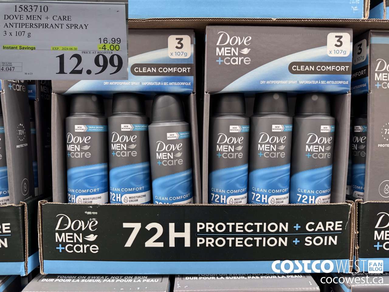 1583710 DOVE MEN + CARE ANTIPERSPIRANT SPRAY 3 x 107 g ($4.00 INSTANT SAVINGS EXPIRES ON 2024-06-30) $12.99