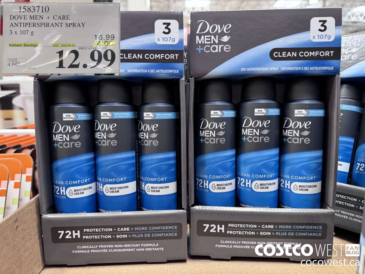 1583710 DOVE MEN + CARE ANTIPERSPIRANT SPRAY 3 x 107 g ($4.00 INSTANT SAVINGS EXPIRES ON 2024-06-30) $12.99