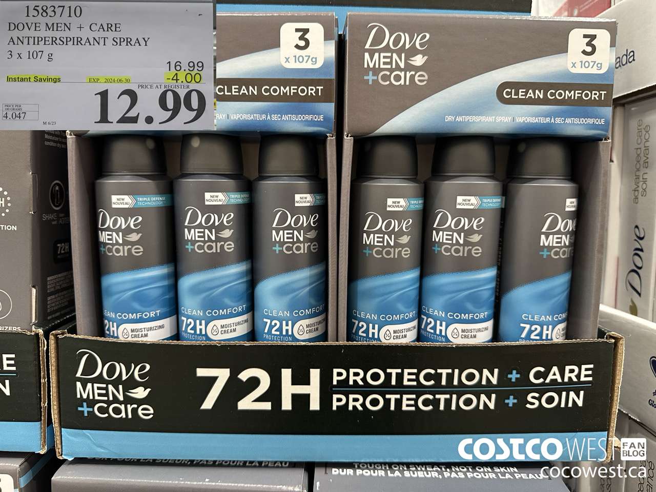 1583710 DOVE MEN + CARE ANTIPERSPIRANT SPRAY 3 x 107 g ($4.00 INSTANT SAVINGS EXPIRES ON 2024-06-30) $12.99