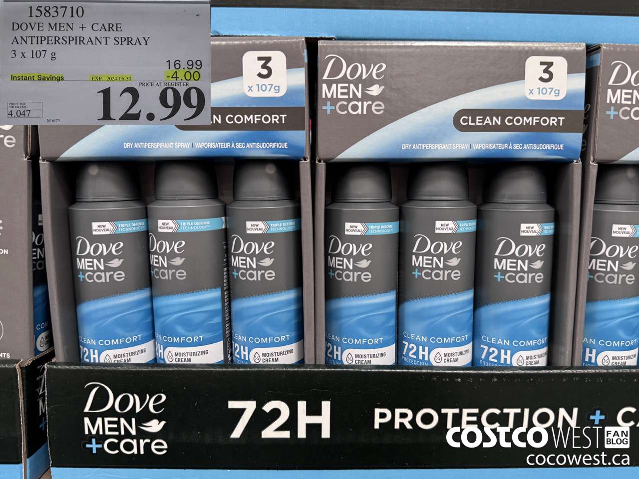 1583710 DOVE MEN + CARE ANTIPERSPIRANT SPRAY 3 x 107 g ($4.00 INSTANT SAVINGS EXPIRES ON 2024-06-30) $12.99