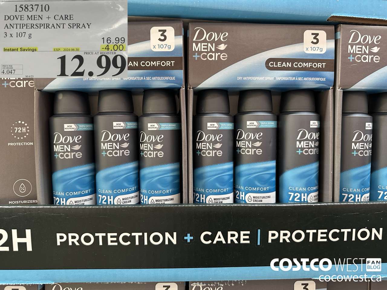 1583710 DOVE MEN + CARE ANTIPERSPIRANT SPRAY 3 x 107 g ($4.00 INSTANT SAVINGS EXPIRES ON 2024-06-30) $12.99