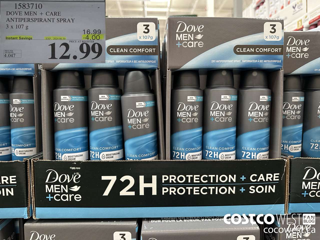 1583710 DOVE MEN + CARE ANTIPERSPIRANT SPRAY 3 x 107 g ($4.00 INSTANT SAVINGS EXPIRES ON 2024-06-30) $12.99