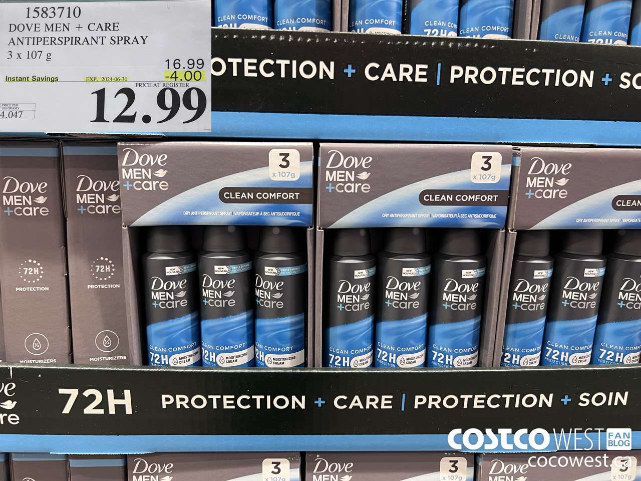 1583710 DOVE MEN + CARE ANTIPERSPIRANT SPRAY 3 x 107 g ($4.00 INSTANT SAVINGS EXPIRES ON 2024-06-30) $12.99