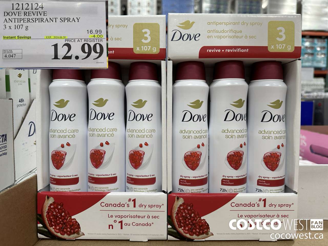 1212124 DOVE REVIVE ANTIPERSPIRANT SPRAY 3 X 107 G ($4.00 INSTANT SAVINGS EXPIRES ON 2024-06-30) $12.99