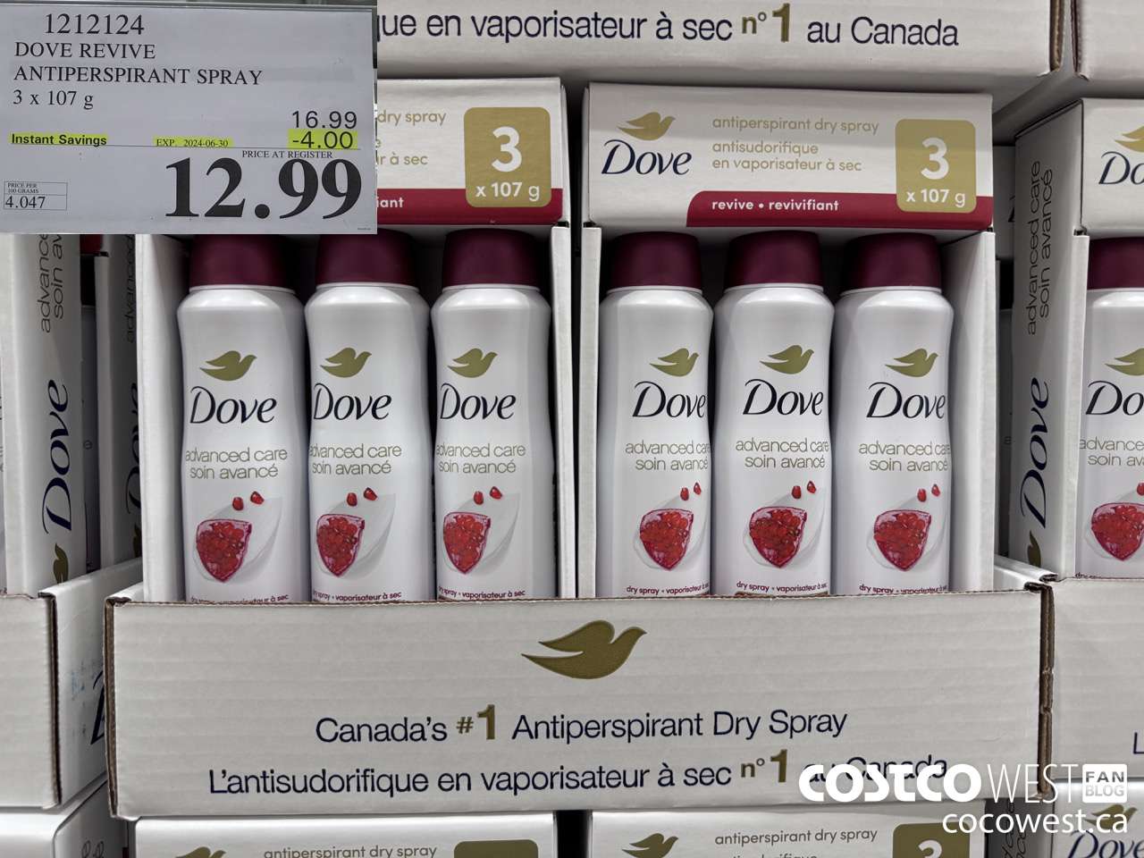 1212124 DOVE REVIVE ANTIPERSPIRANT SPRAY 3 X 107 G ($4.00 INSTANT SAVINGS EXPIRES ON 2024-06-30) $12.99
