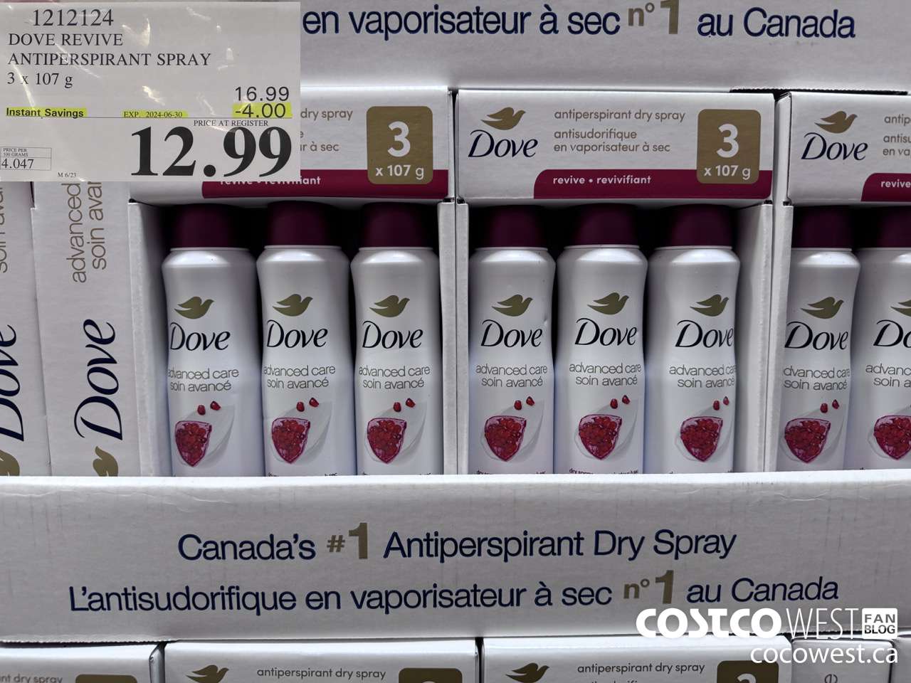 1212124 DOVE REVIVE ANTIPERSPIRANT SPRAY 3 X 107 G ($4.00 INSTANT SAVINGS EXPIRES ON 2024-06-30) $12.99