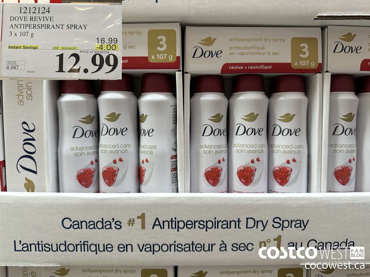 1212124 DOVE REVIVE ANTIPERSPIRANT SPRAY 3 X 107 G ($4.00 INSTANT SAVINGS EXPIRES ON 2024-06-30) $12.99