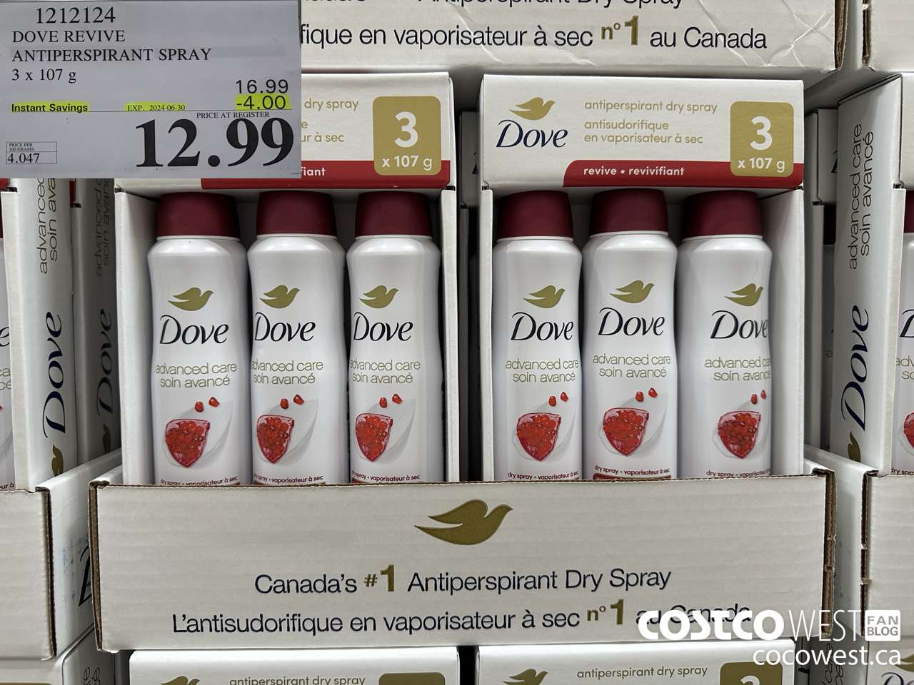 1212124 DOVE REVIVE ANTIPERSPIRANT SPRAY 3 X 107 G ($4.00 INSTANT SAVINGS EXPIRES ON 2024-06-30) $12.99