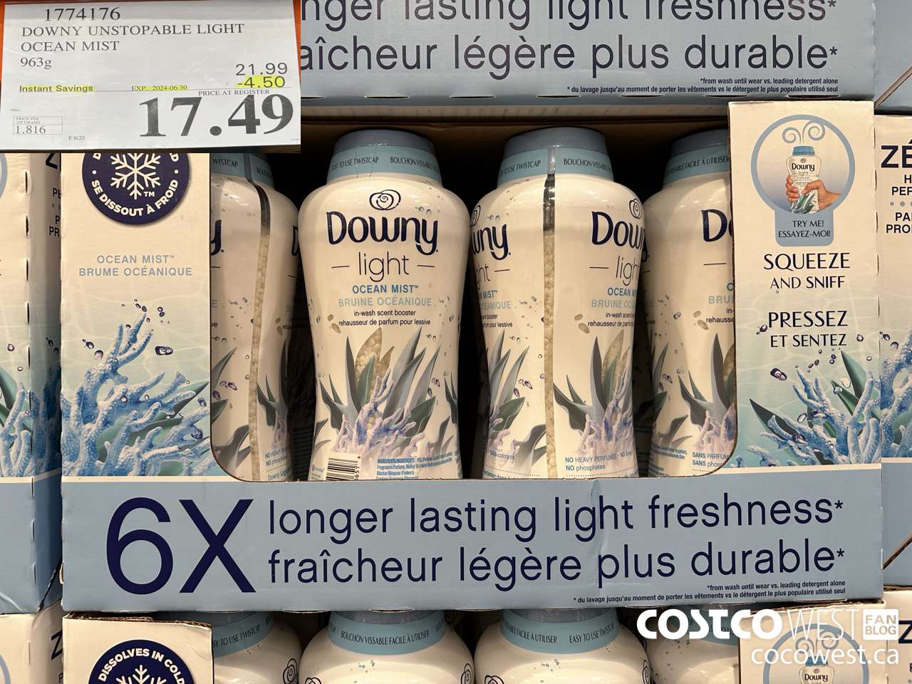 1774176 DOWNY UNSTOPABLE LIGHT OCEAN MIST 963G ($4.50 INSTANT SAVINGS EXPIRES ON 2024-06-30) $17.49