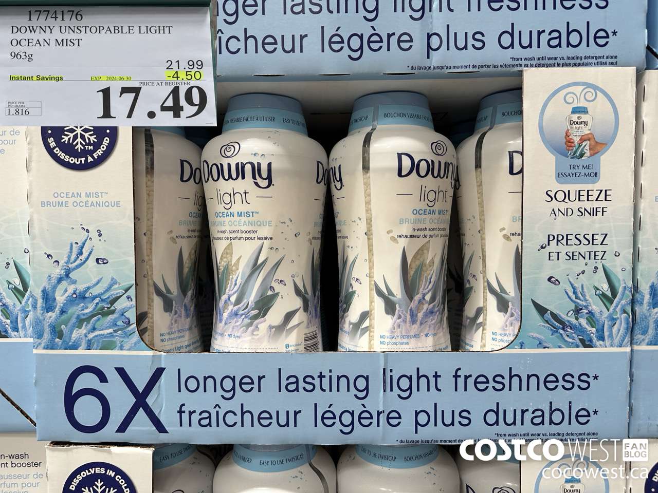 1774176 DOWNY UNSTOPABLE LIGHT OCEAN MIST 963G ($4.50 INSTANT SAVINGS EXPIRES ON 2024-06-30) $17.49
