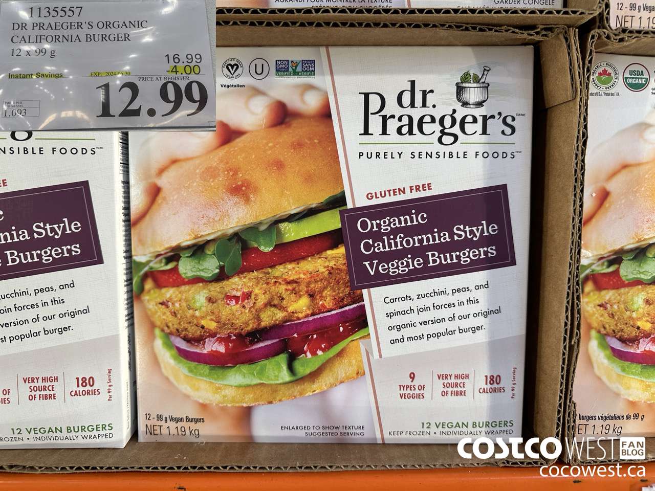 1135557 DR PRAEGER'S ORGANIC CALIFORNIA BURGER 12 x 99 g ($4.00 INSTANT SAVINGS EXPIRES ON 2024-06-30) $12.99