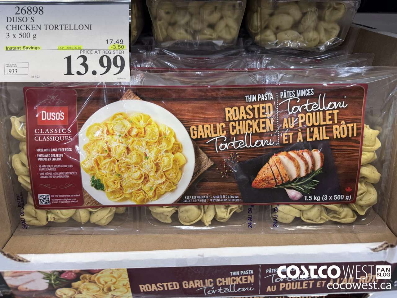 26898 DUSO'S CHICKEN TORTELLONI 3 x 500 g ($3.50 INSTANT SAVINGS EXPIRES ON 2024-06-16) $13.99
