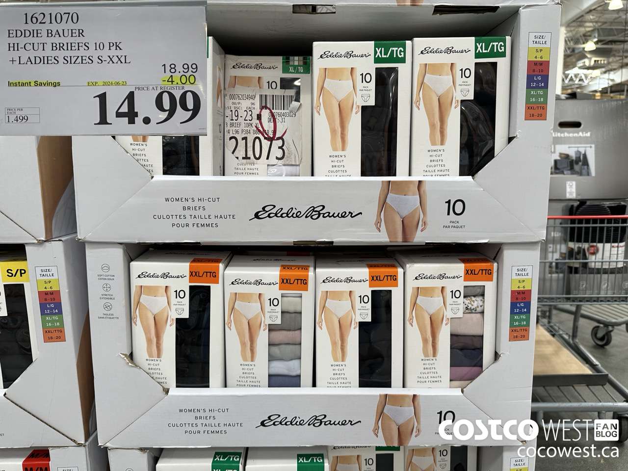 1621070 EDDIE BAUER HI-CUT BRIEF 10PK LADIES SIZES S-XXL ($4.00 INSTANT SAVINGS EXPIRES ON 2024-06-23) $14.99