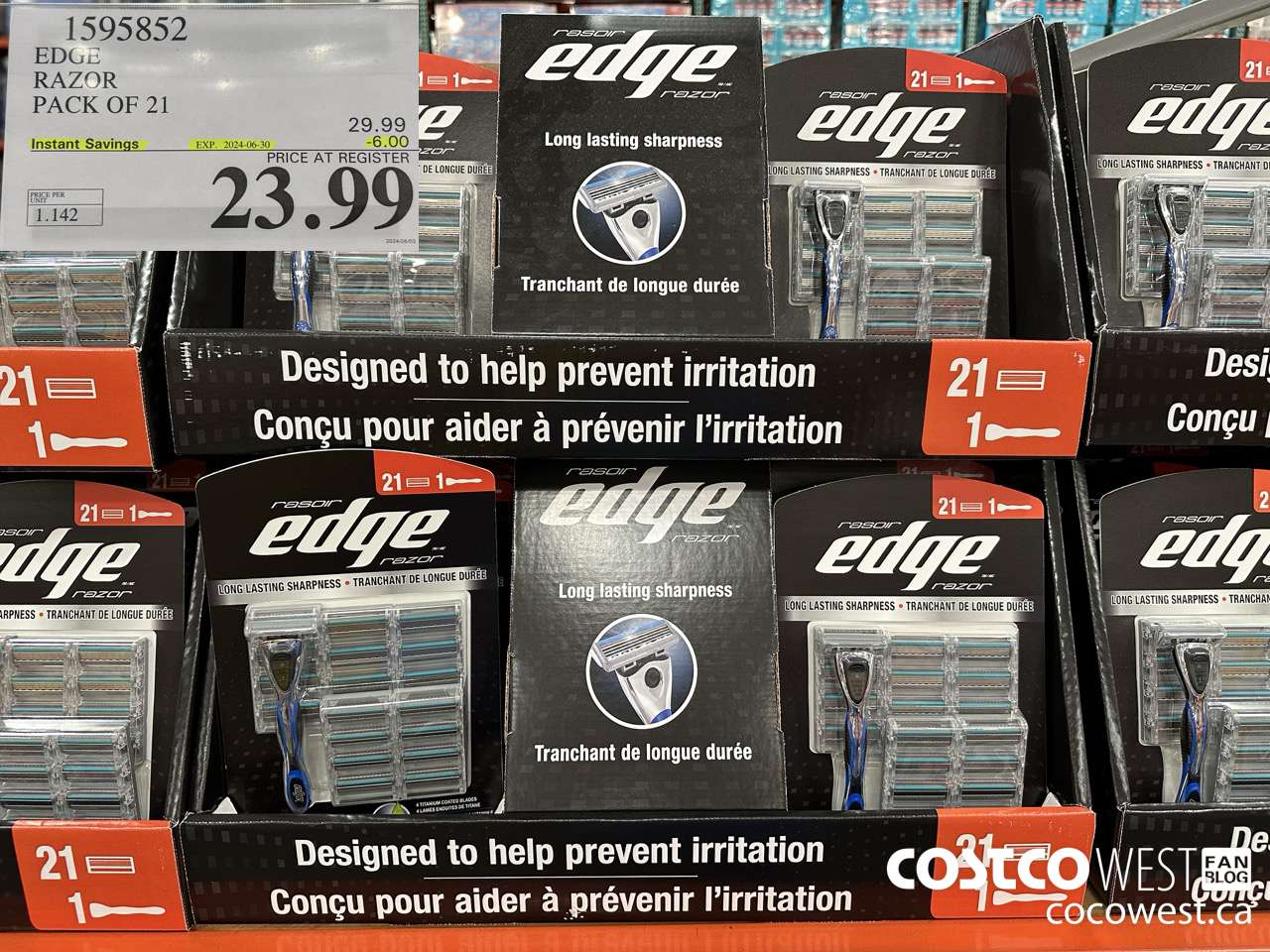 1595852 EDGE RAZOR PACK OF 21 ($6.00 INSTANT SAVINGS EXPIRES ON 2024-06-30) $23.99