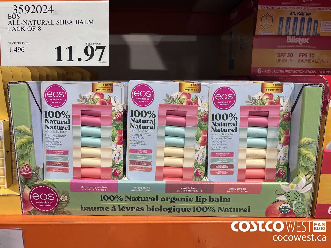 3592024 EOS ALL-NATURAL SHEA BALM PACK OF 8 $11.97