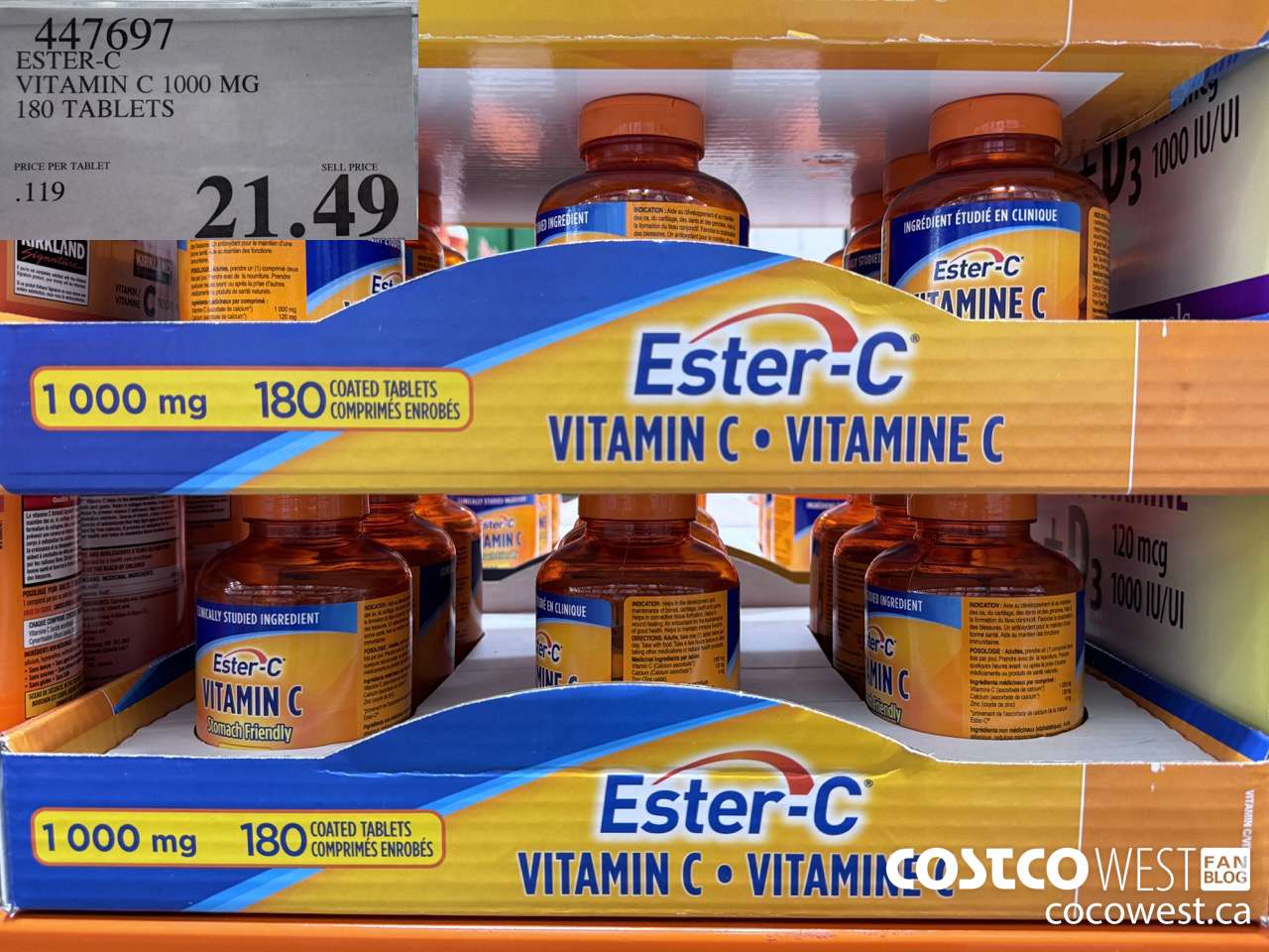 447697 ESTER-C VITAMIN C 1000 MG 180 TABLETS $21.49