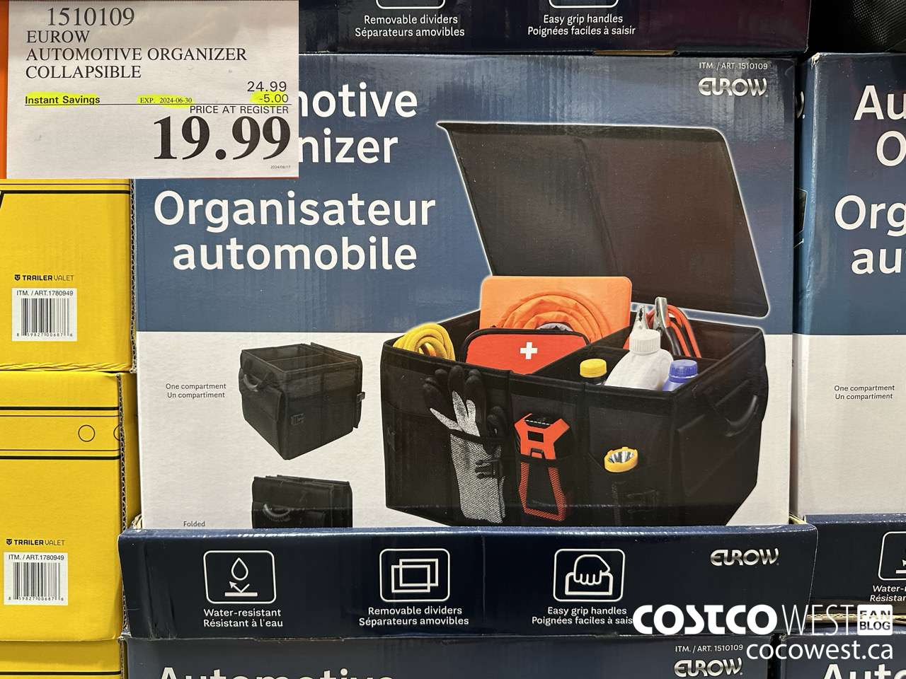 1510109 EUROW AUTOMOTIVE ORGANIZER COLLAPSIBLE ($5.00 INSTANT SAVINGS EXPIRES ON 2024-06-30) $19.99