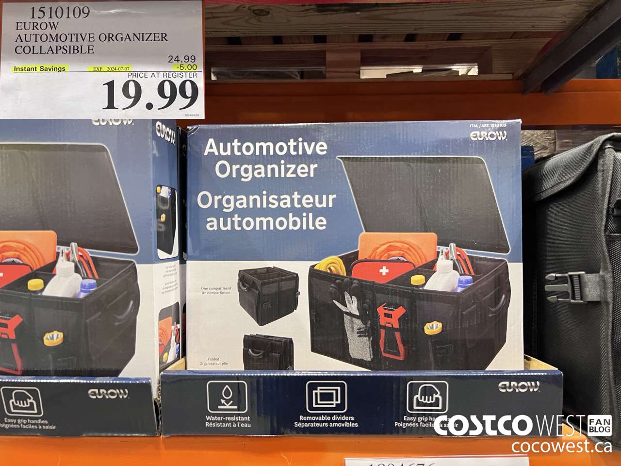 1510109 EUROW AUTOMOTIVE ORGANIZER COLLAPSIBLE ($5.00 INSTANT SAVINGS EXPIRES ON 2024-07-07) $19.99