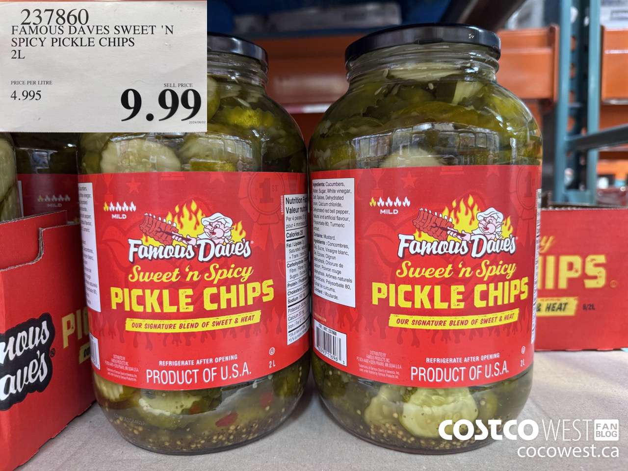 237860 FAMOUS DAVES SWEET N' SPICY PICKLE CHIPS 2L $9.99