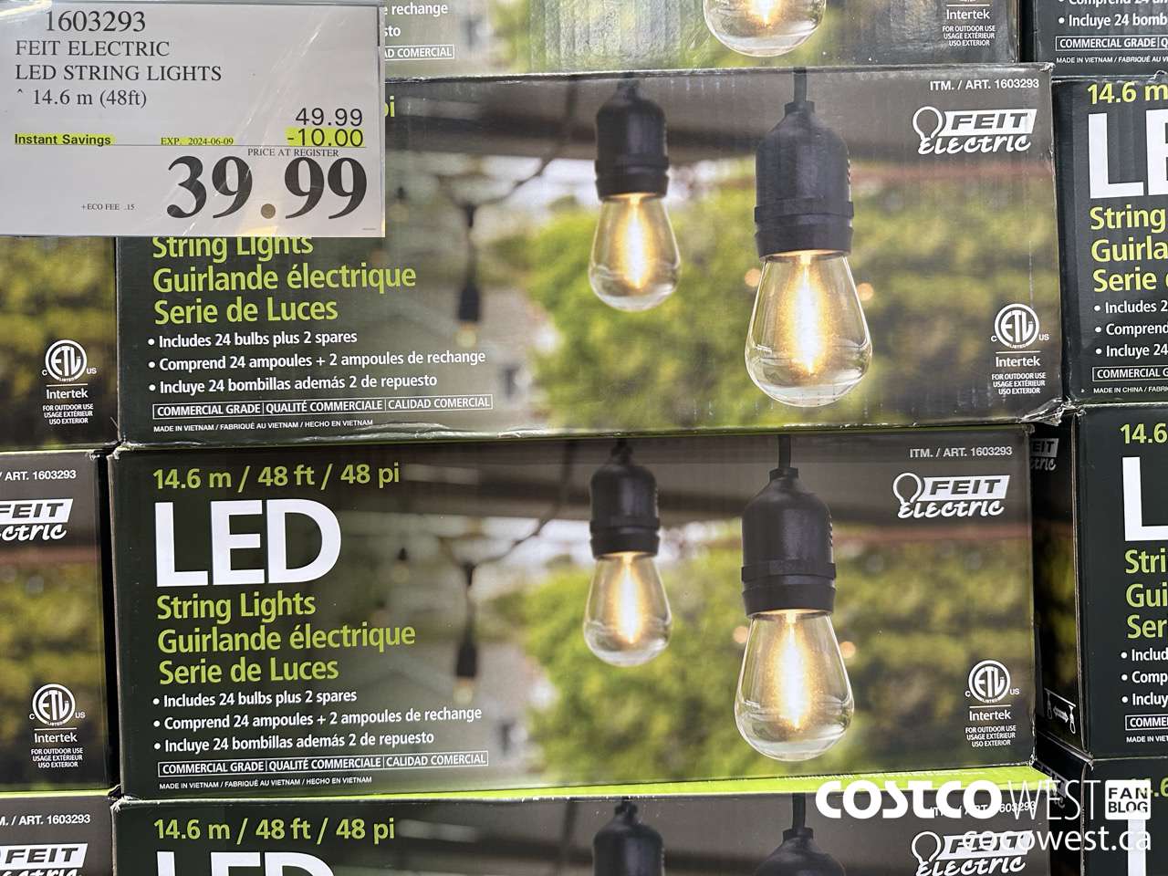 1603293 FEIT ELECTRIC LED STRING LIGHTS 14.6 M (48FT) ($10.00 INSTANT SAVINGS EXPIRES ON 2024-06-09) $39.99