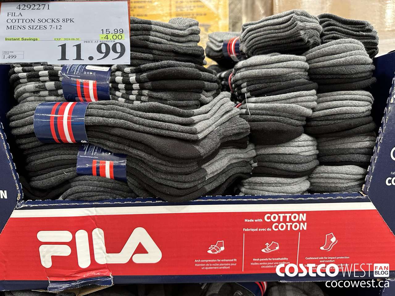 4292271 FILA COTTON SOCK 8PK MENS SIZES 7-12 ($4.00 INSTANT SAVINGS EXPIRES ON 2024-06-30) $11.99