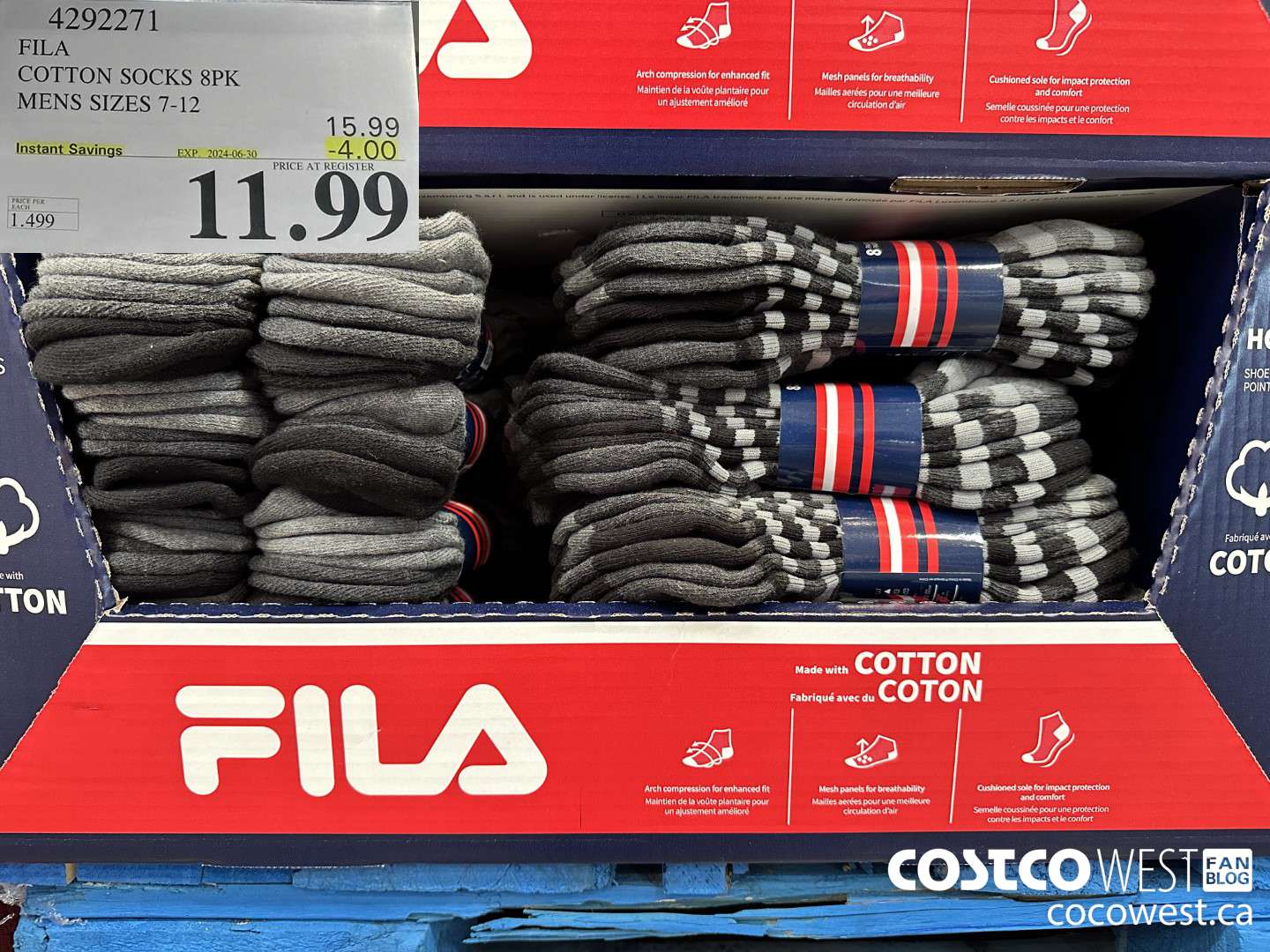 4292271 FILA COTTON SOCK 8PK MENS SIZES 7-12 ($4.00 INSTANT SAVINGS EXPIRES ON 2024-06-30) $11.99