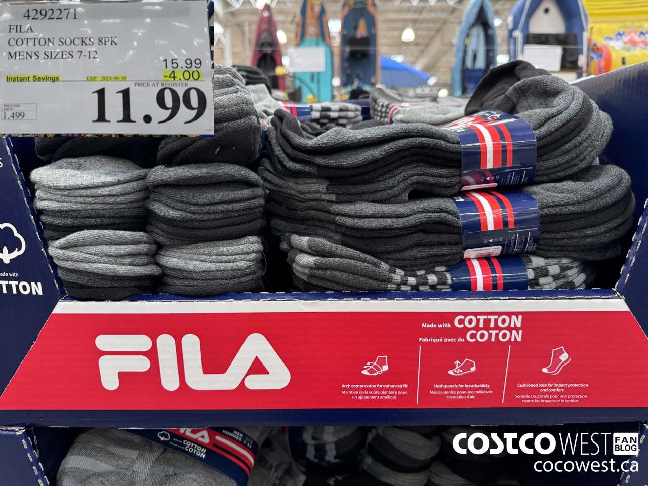 4292271 FILA COTTON SOCK 8PK MENS SIZES 7-12 ($4.00 INSTANT SAVINGS EXPIRES ON 2024-06-30) $11.99