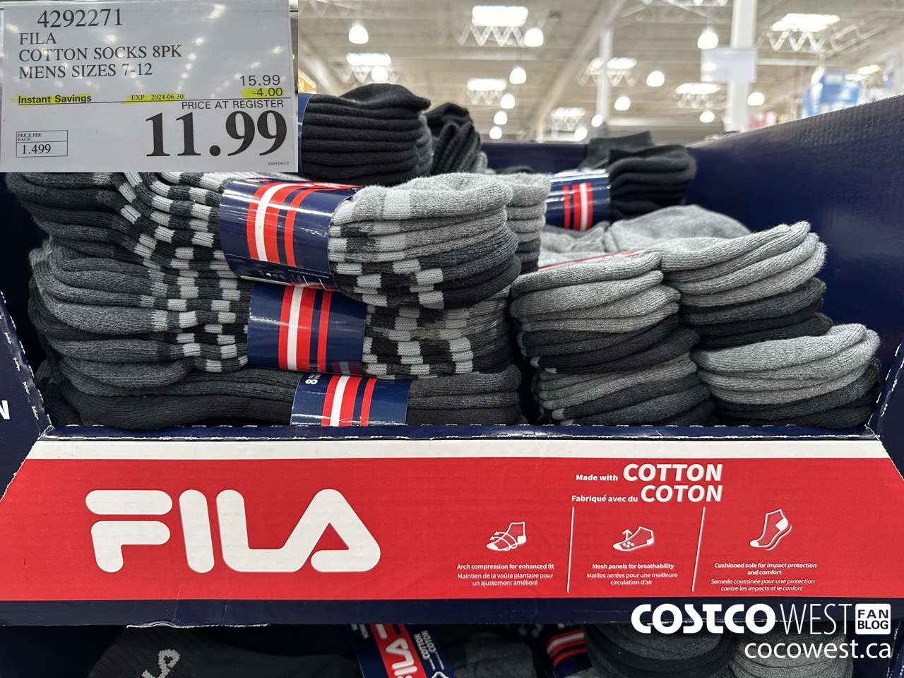4292271 FILA COTTON SOCK 8PK MENS SIZES 7-12 ($4.00 INSTANT SAVINGS EXPIRES ON 2024-06-30) $11.99