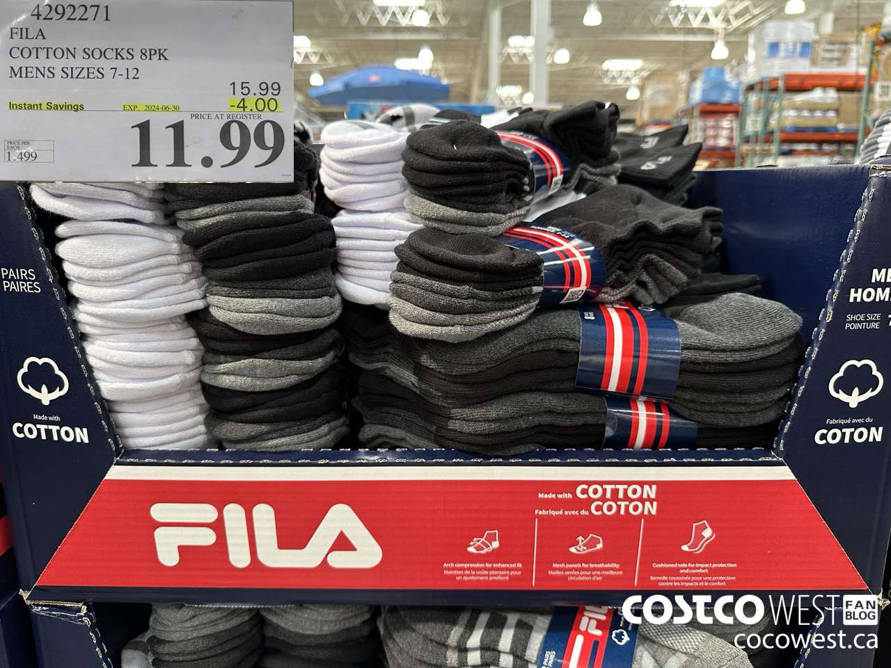 4292271 FILA COTTON SOCK 8PK MENS SIZES 7-12 ($4.00 INSTANT SAVINGS EXPIRES ON 2024-06-30) $11.99