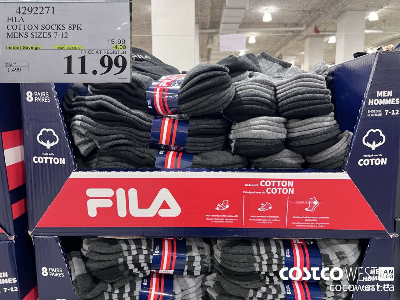 4292271 FILA COTTON SOCK 8PK MENS SIZES 7-12 ($4.00 INSTANT SAVINGS EXPIRES ON 2024-07-07) $11.99